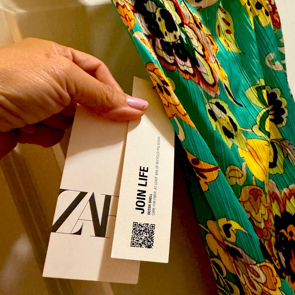 Zara Floral Pleated Dress maxi silk